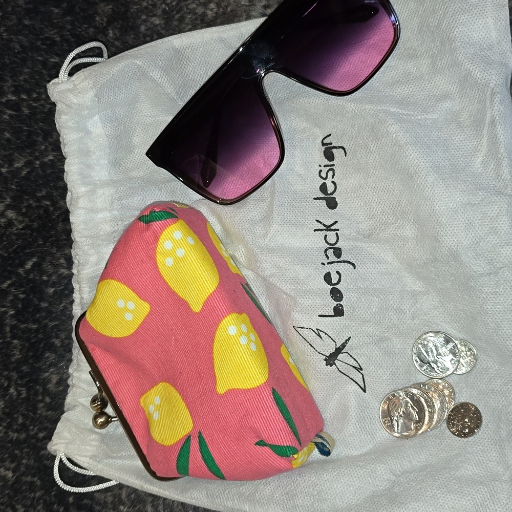 Pink and Yellow Lemon Coin Purse